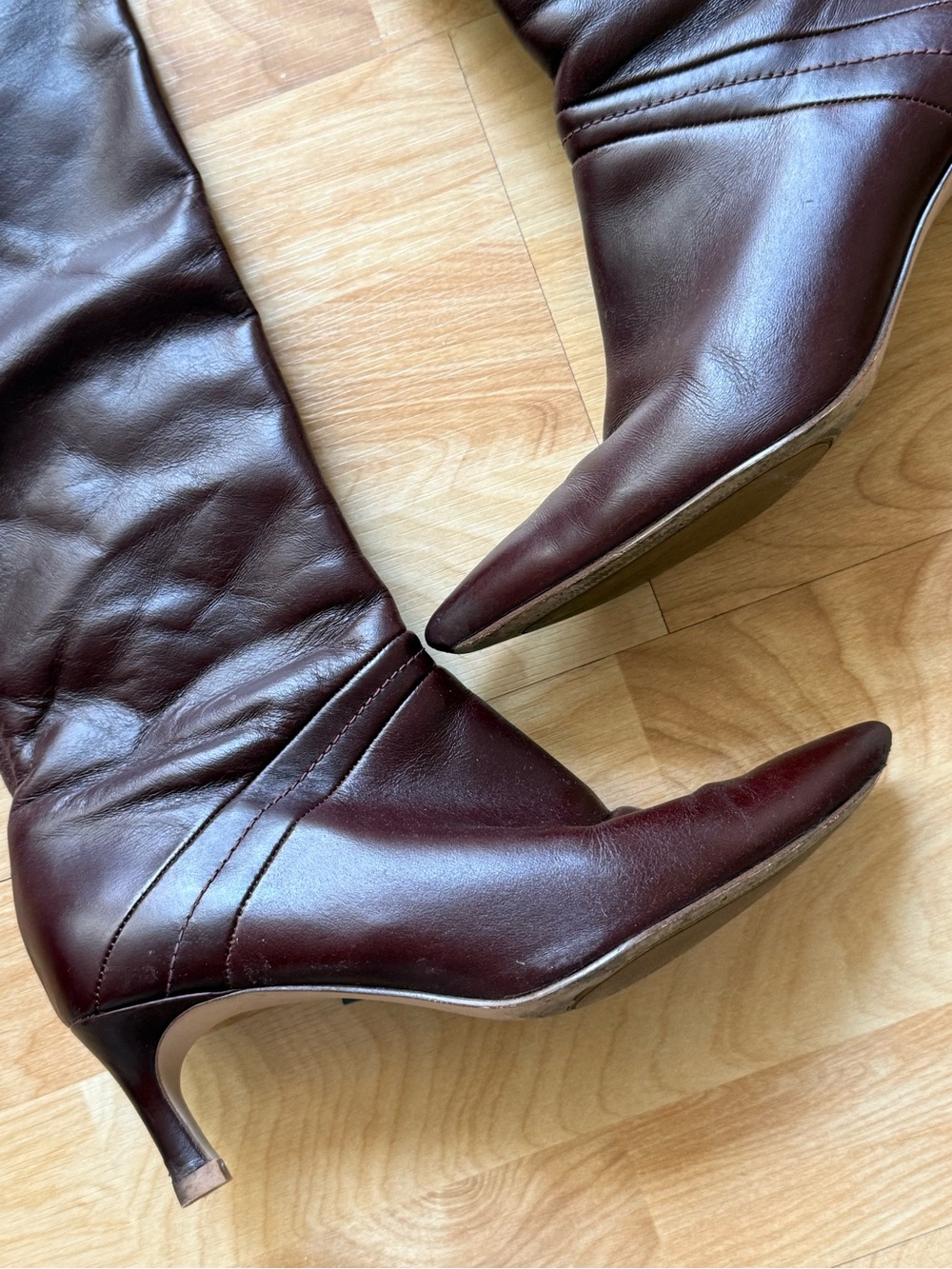 27 EDIT Women's Tall Pointed-Toe Leather Boots in Dark Brown - Picture 2 of 3